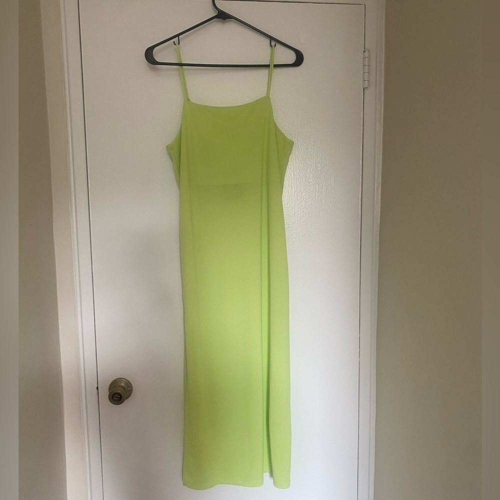 Neon green slip dress!